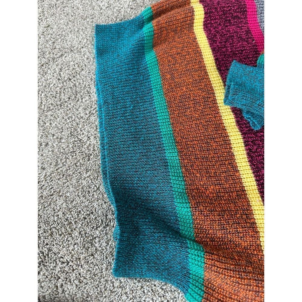 Vintage 80's Here is a Hug High Neck Sweater Rainbow Stripes size LARGE - Picture 8 of 10